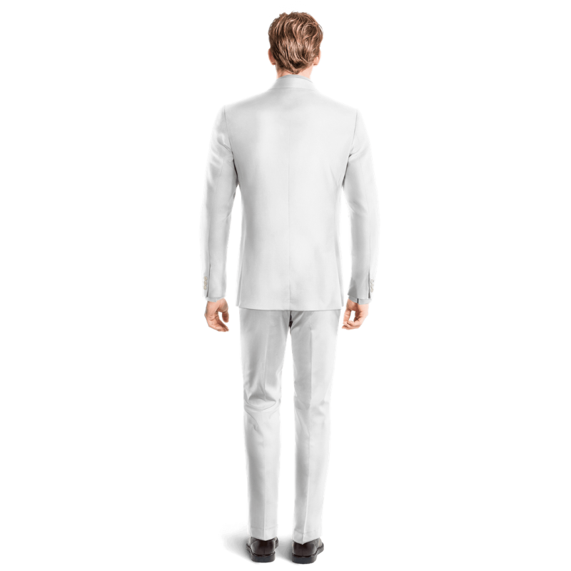 White linen Slim Fit unlined Suit with pocket square