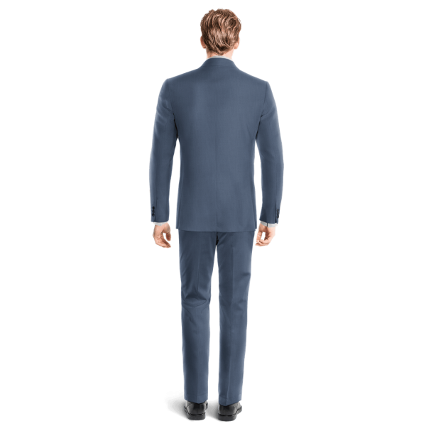 Blue Wool Blends wide lapel unlined Suit