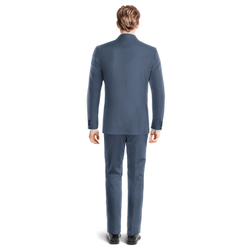 Blue Wool Blends wide lapel unlined Suit