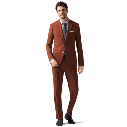Orange linen Suit with pocket square