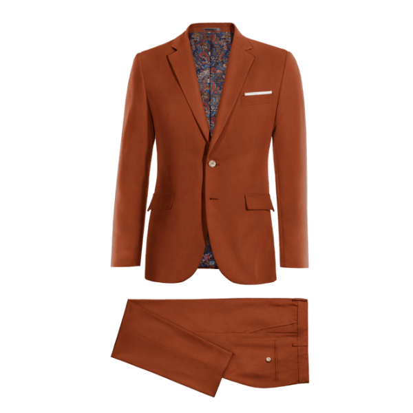 Orange linen Suit with pocket square