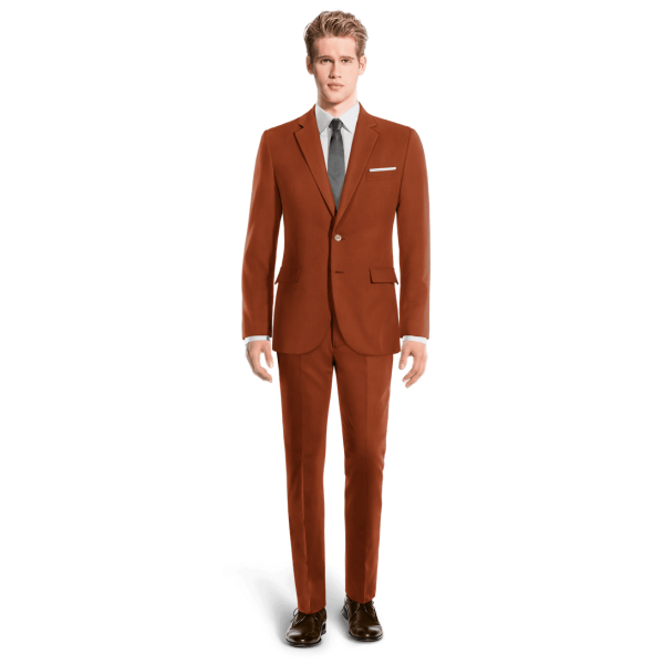 Orange linen Suit with pocket square