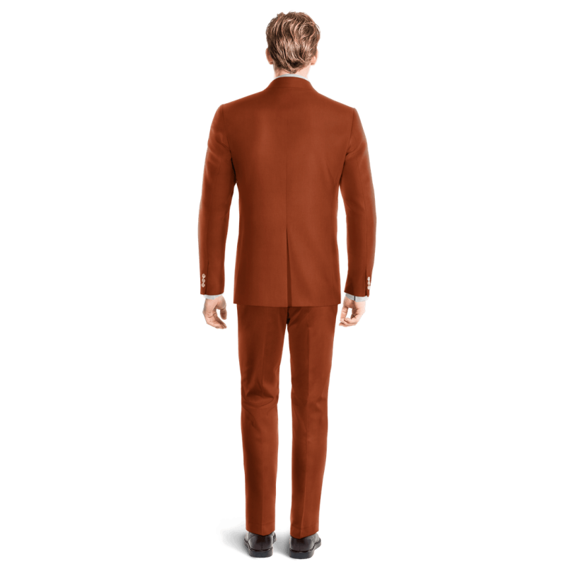 Orange linen Suit with pocket square