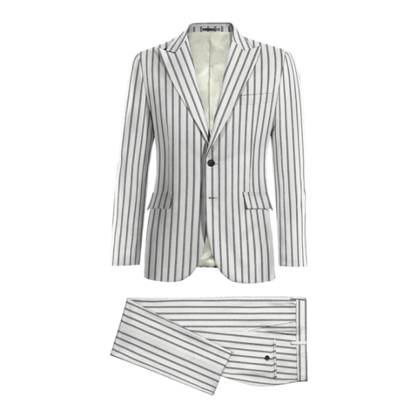 White Pinstripe Linen-cotton peak lapel Suit
