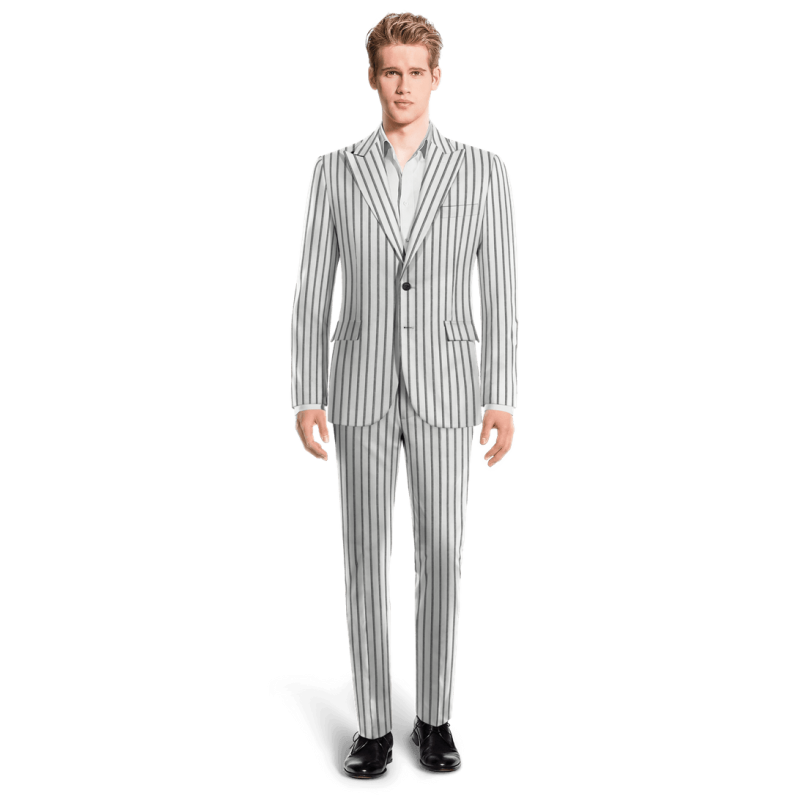 White Pinstripe Linen-cotton peak lapel Suit
