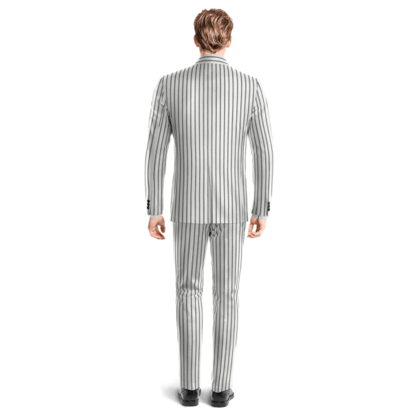 White Pinstripe Linen-cotton peak lapel Suit