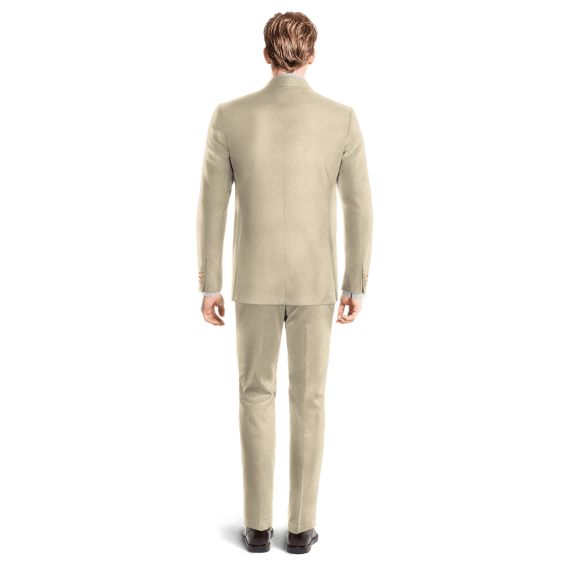 Beige linen unlined Suit with a pocket square