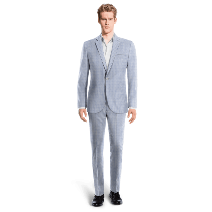 Blue Pinstripe seersucker 1 button unlined Suit