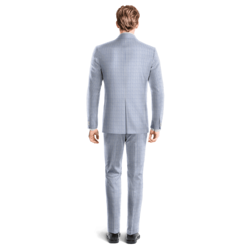 Blue Pinstripe seersucker 1 button unlined Suit