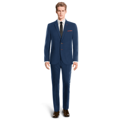 Blue Wool Blends unlined Suit with handkerchief