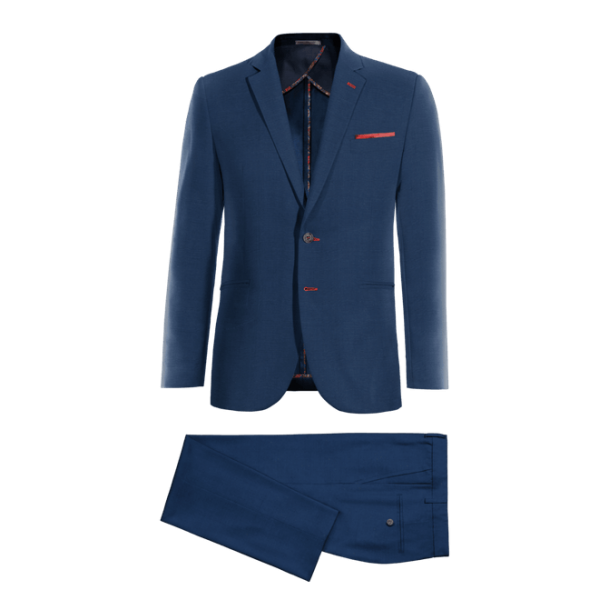 Blue Wool Blends unlined Suit with handkerchief