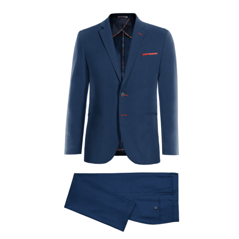 Blue Wool Blends unlined Suit with handkerchief