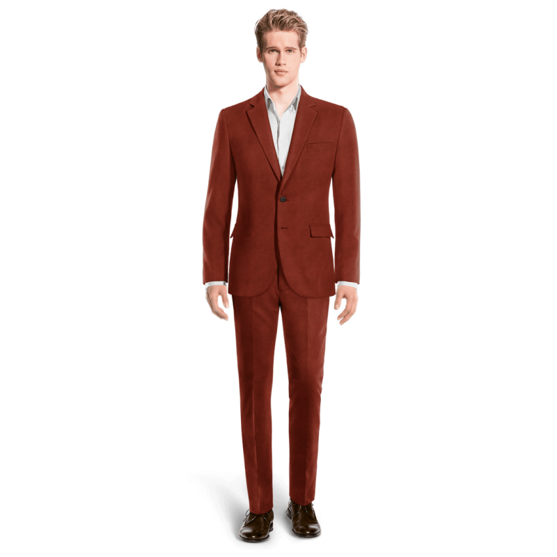 Red Corduroy Slim Fit Suit