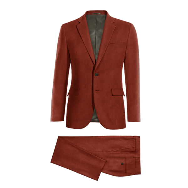 Red Corduroy Slim Fit Suit