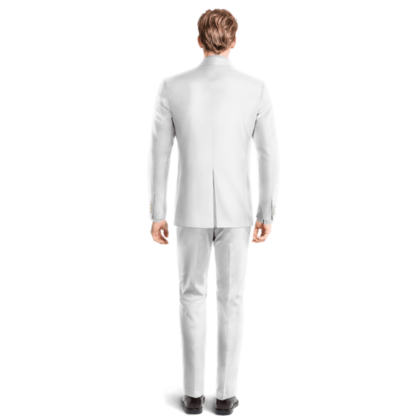 White linen unlined Suit with pocket square