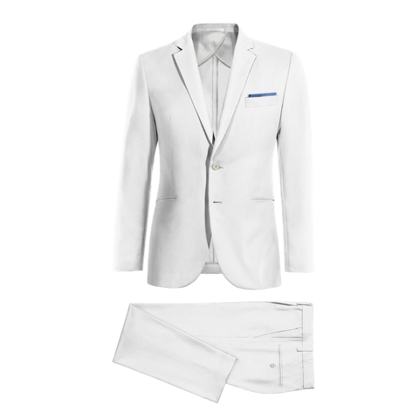 White linen unlined Suit with pocket square
