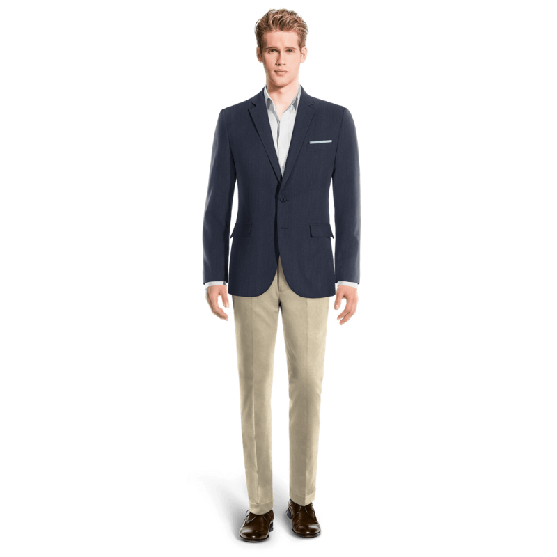 Blue linen unlined Suit with handkerchief