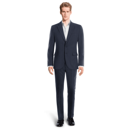 Blue linen wide lapel unlined Suit