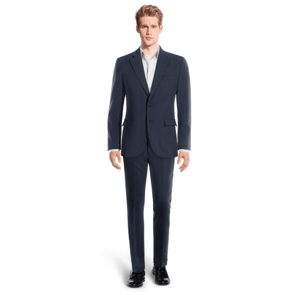 Blue linen wide lapel unlined Suit