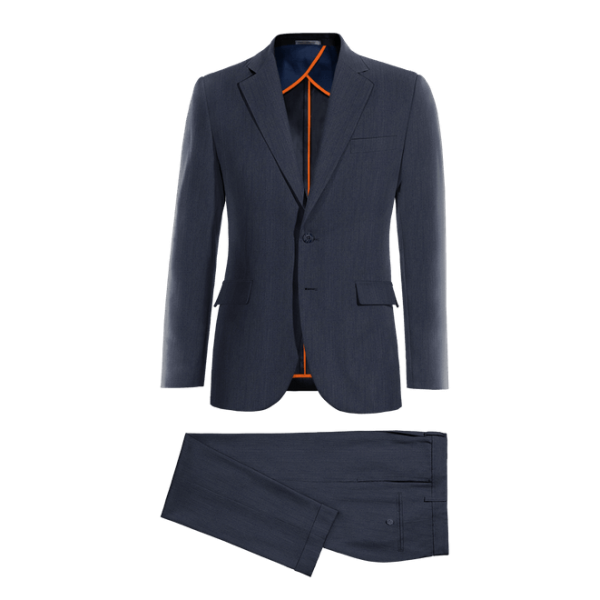 Blue linen wide lapel unlined Suit