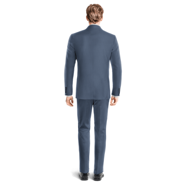 Blue Wool Blends 3-buttons unlined Suit