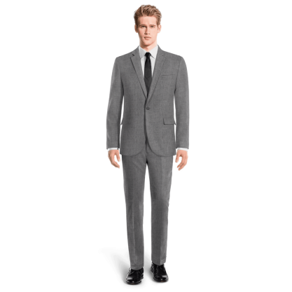 Grey rustic linen 1-button unlined Suit