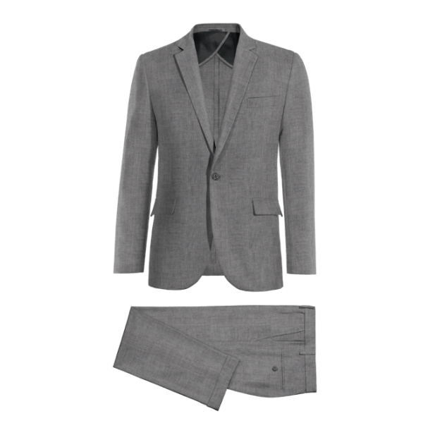 Grey rustic linen 1-button unlined Suit