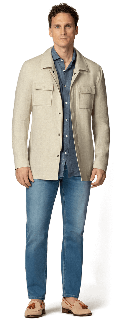 Unlined beige linen Field jacket