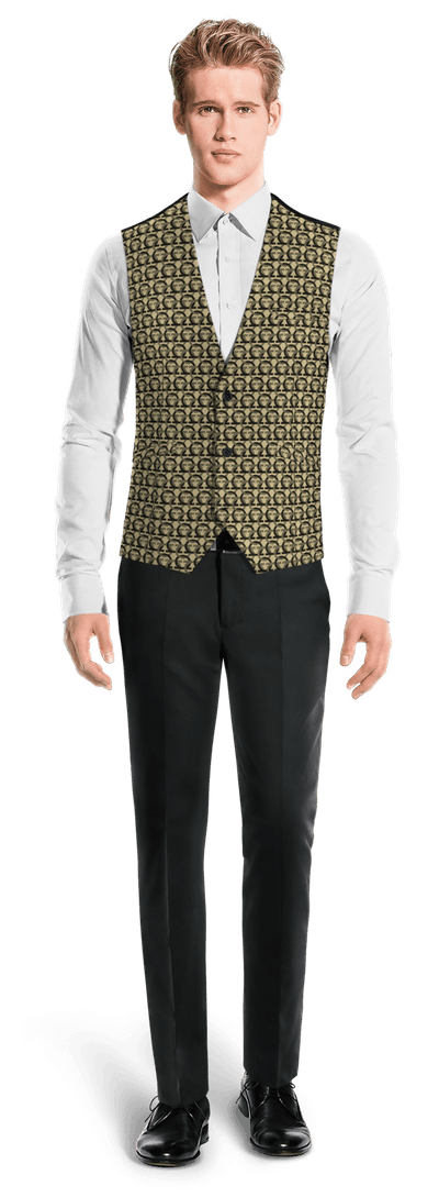 Brown micropattern Polyester wedding Vest