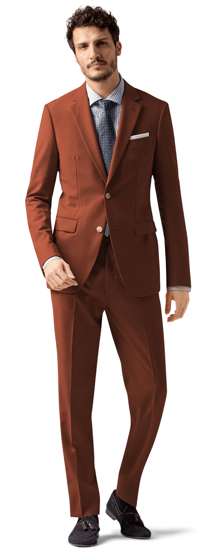 Orange linen Suit with pocket square